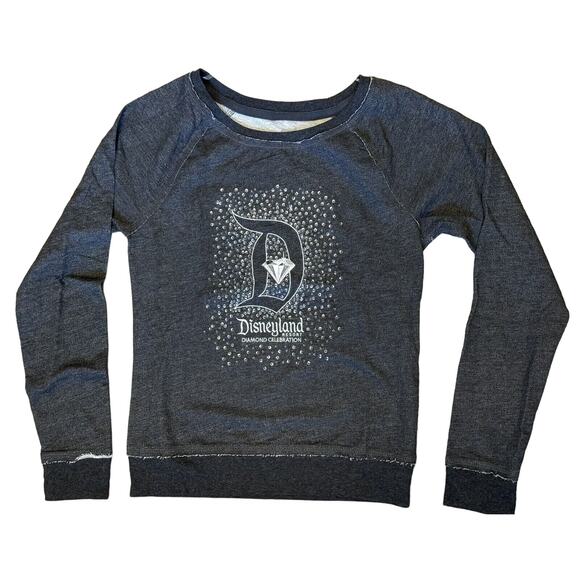 DisneyLand 60th Diamond Celebration Gray Woman L Lightweight Embroidered Bling - Picture 1 of 4